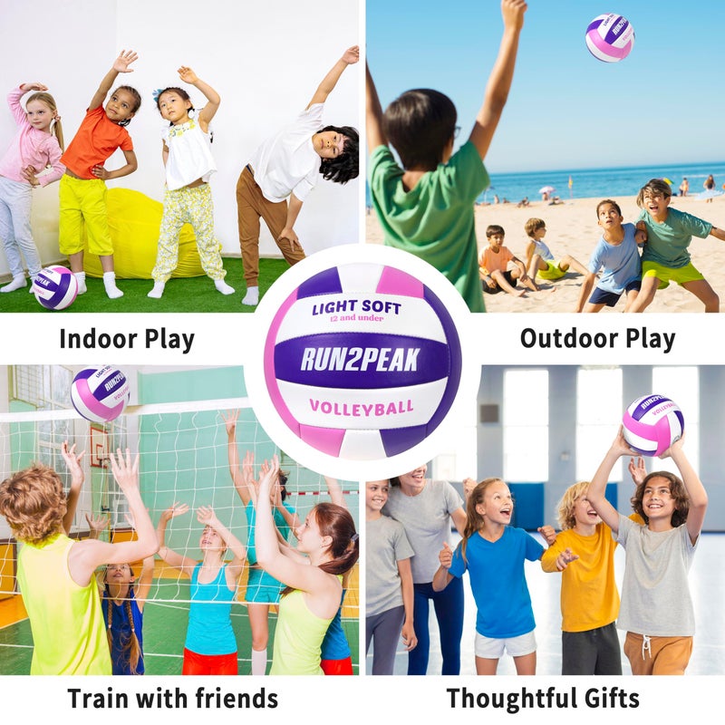 RUN2PEAK Light Soft Volleyball - Light Volleyball Designed for Beginners Kids Youth Teen - Lightweight Volleyballs for Indoor Outdoor Beach Backyard Official Size 5 Training Volley Ball - Image 4
